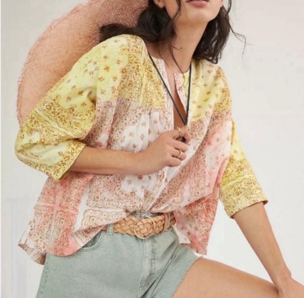 Anthropologie Pilcro The Tavi Button Front 100% Cotton Blouse Top Size Small